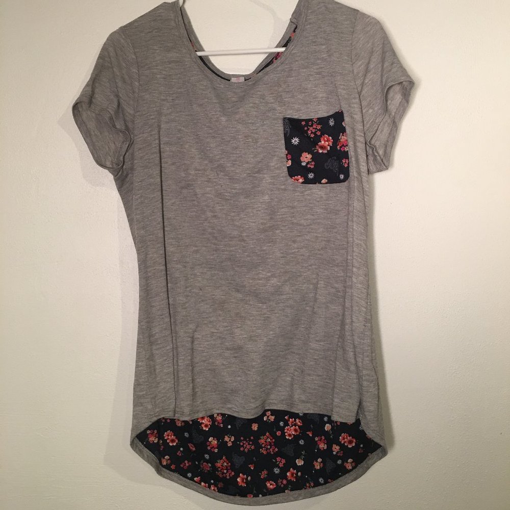 Grey and Floral Woman's Top, NoBo, Size XL (15-17)
